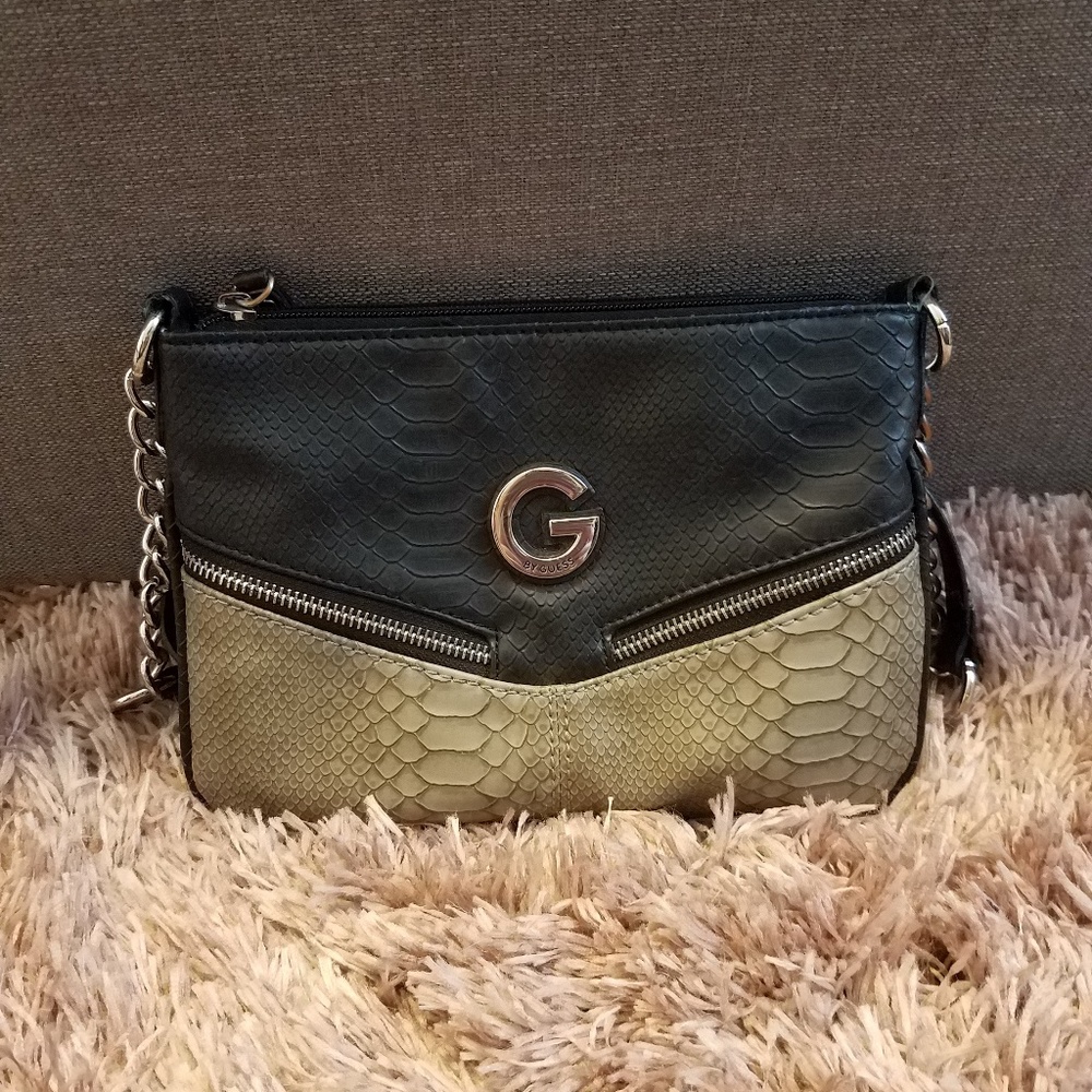 G by Guess Black Gray & Silver Crossbody Purse